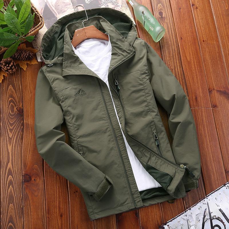 Spring and Autumn New Jacket Men's Casual Outdoor Quick-Drying Breathable Jacket Waterproof Hooded