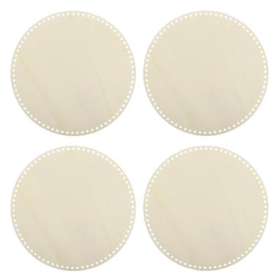 Uxcell 4 Pièces Panier en Bois Rond Vide Base en Bois Naturel pour Bricolage et Décoration Intérieure Fonds, Diamètre 11,81", Loisirs Créatifs, Tricot,