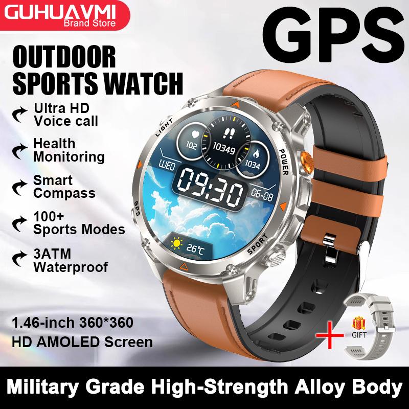 New Military Outdoors BT Call Smart Watch Built-in GPS Compass Barometric Altimeter 10ATM Waterproof Sports Smartwatche Men