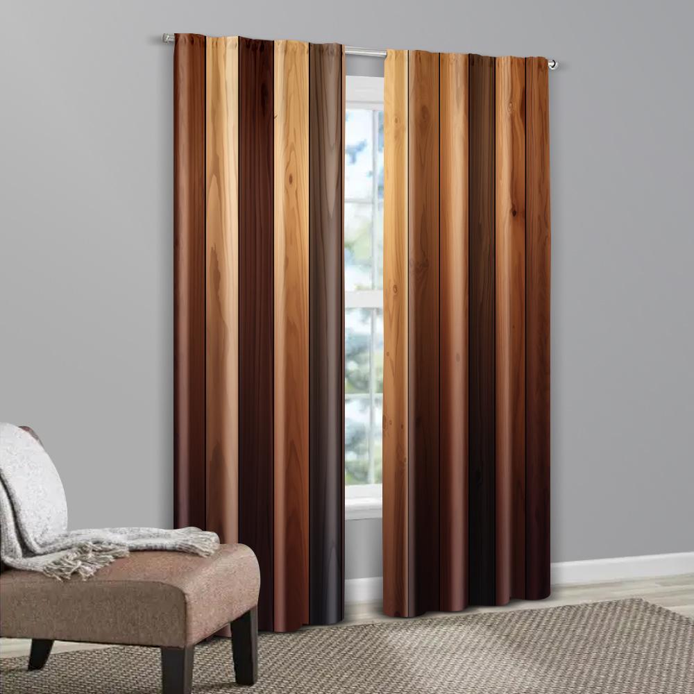 2pcs   Curtains&Drapes Abstract woodblock printing Versatile 100% Polyester (without rod) Holiday for Living Room   Bedroom