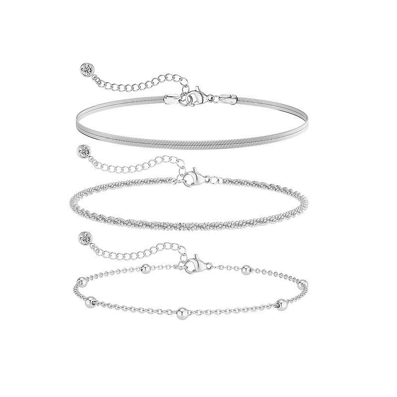 New hot-selling gold-plated three-piece foot decoration women's fashion beach bead chain multi-layer versatile set anklet