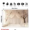 2D Romantic Floral Arch with Sheer Drapes Backdrop Photography Background Banner
