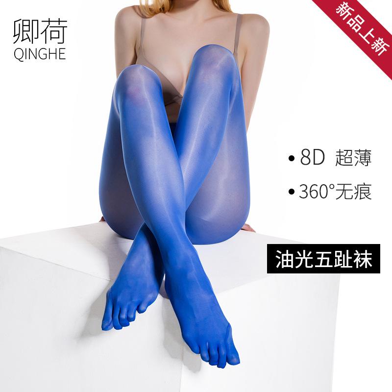 912 Sexy Socks For Women, Horse Oil Glossy Five-Toe Pantyhose, 360 Seamless Invisible Thin Tights, Apple Hip
