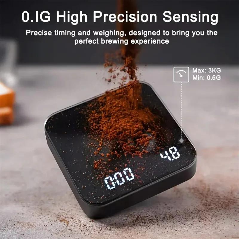 Electronic Coffee Scale with Silicone Pad Digital Coffee Scale with Timer LED Display USB Charging Home Cafe Use Good Gift
