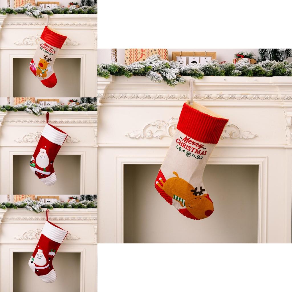 Christmas Colorful Plush Stocking With Whimsical Santa And Delightful Reindeer For Joyful Seasonal Celebrations
