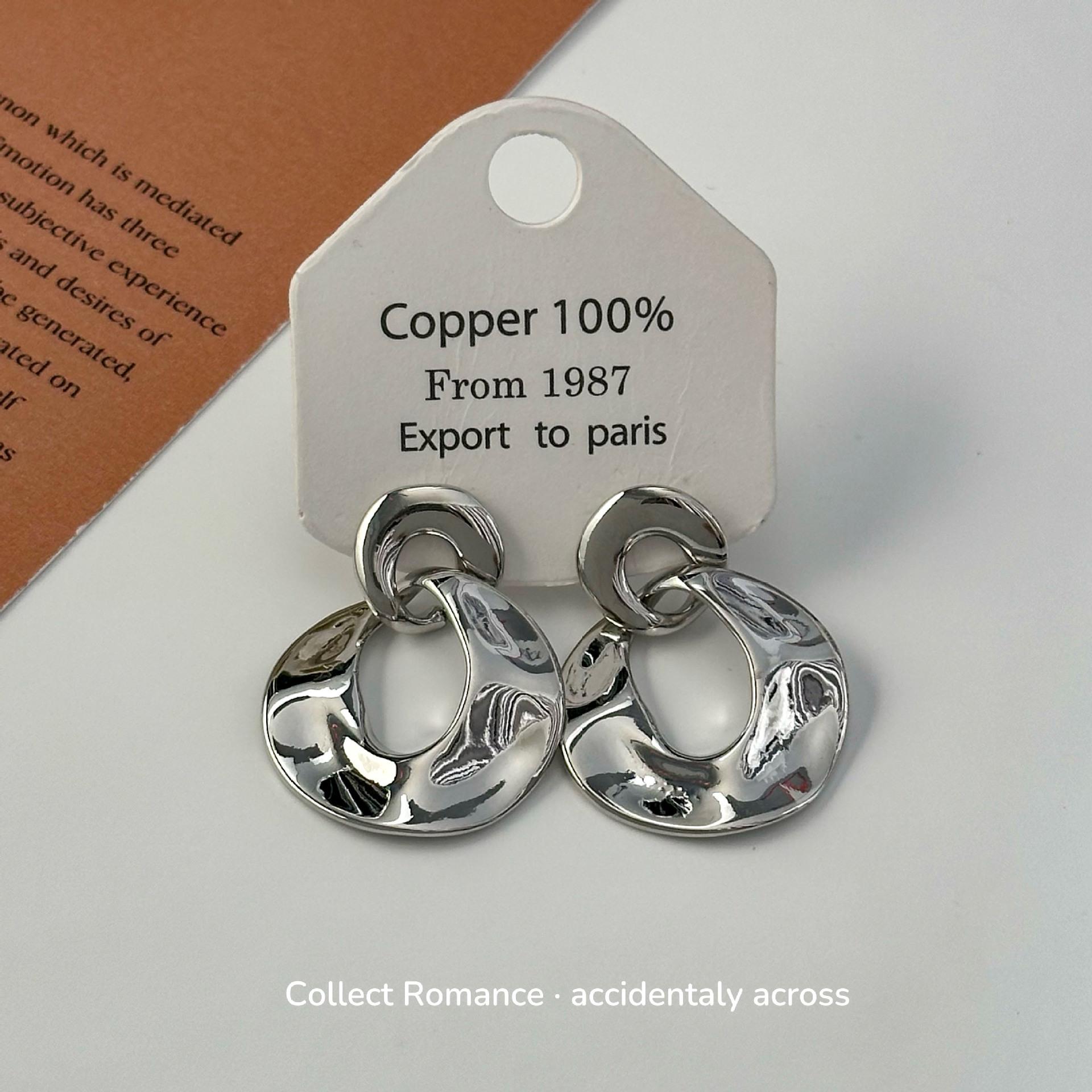 

Металлическая ландшафтная поверхность из настоящего золота 18 карат с медным покрытием, серьги неправильной формы с геометрическим рисунком, элегантные и высококачественные аксессуары для ушей серебряный