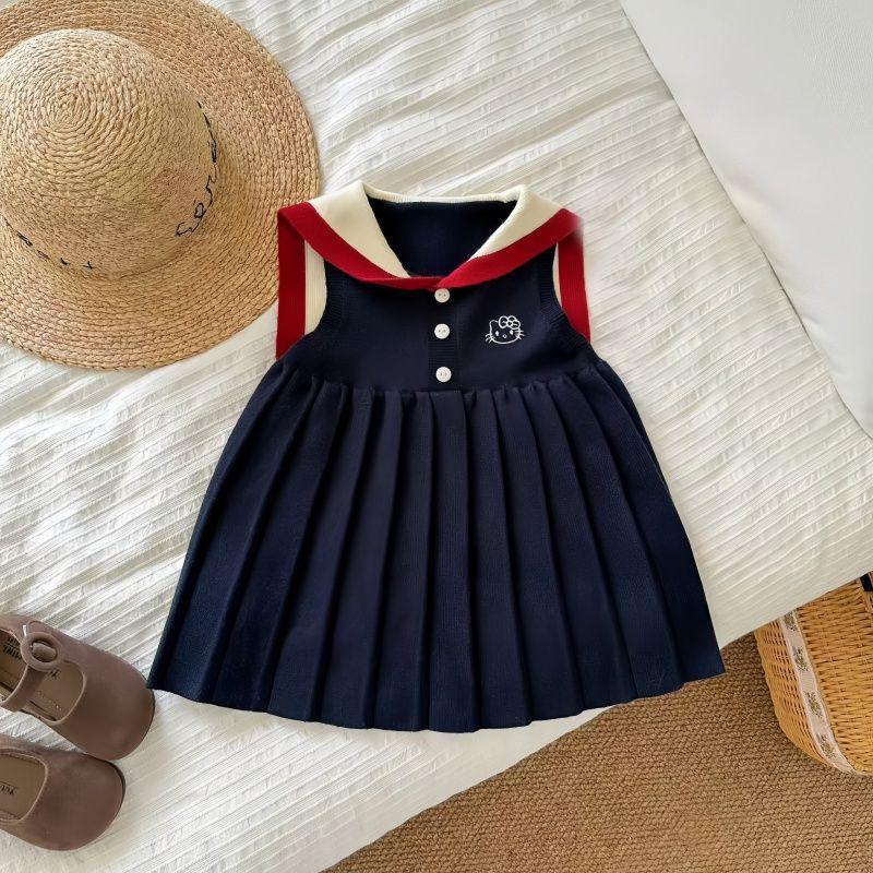 

Autumn Academy Knitted Dress - Girls Korean-Style Navy Collar Sweater Vest Dress Size 90