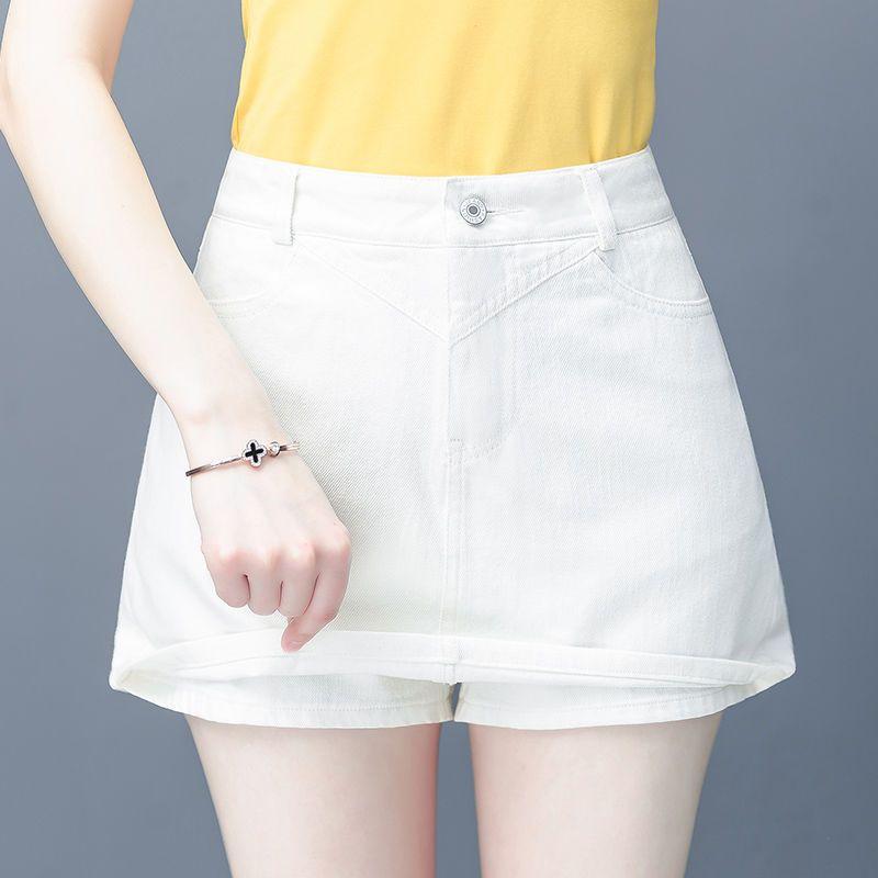 Korean Style Women Solid Denim Shorts Skirt Summer New Street Fashion Loose High Waiste Pockets Female All-match Casual Jorts