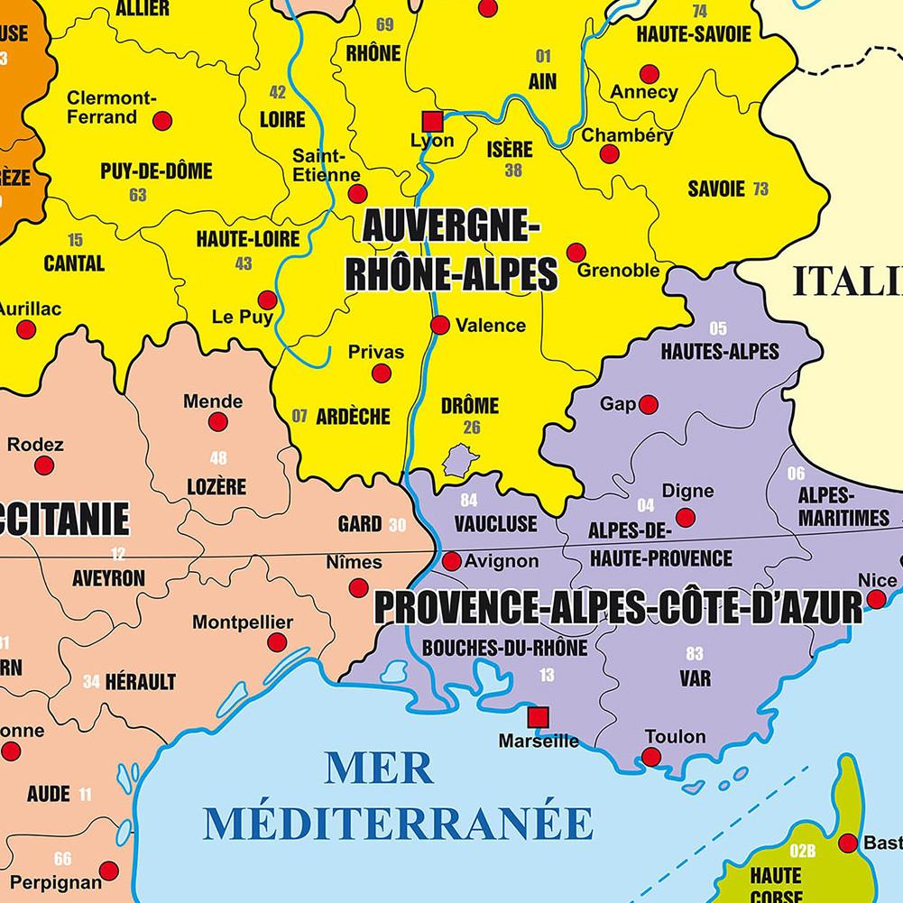 French Series Map Background Cloth-French Administrative Map,Unframed Canvas Poster,Travel Information Chart,Wall Art Poster