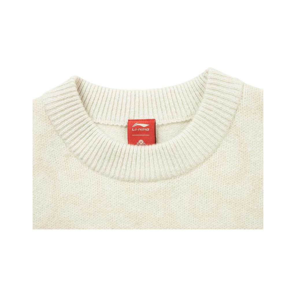 Li Ning Sports Lifestyle Series Round Neck Letter Logo Knit Sweater Men Sweater AMBV387-1