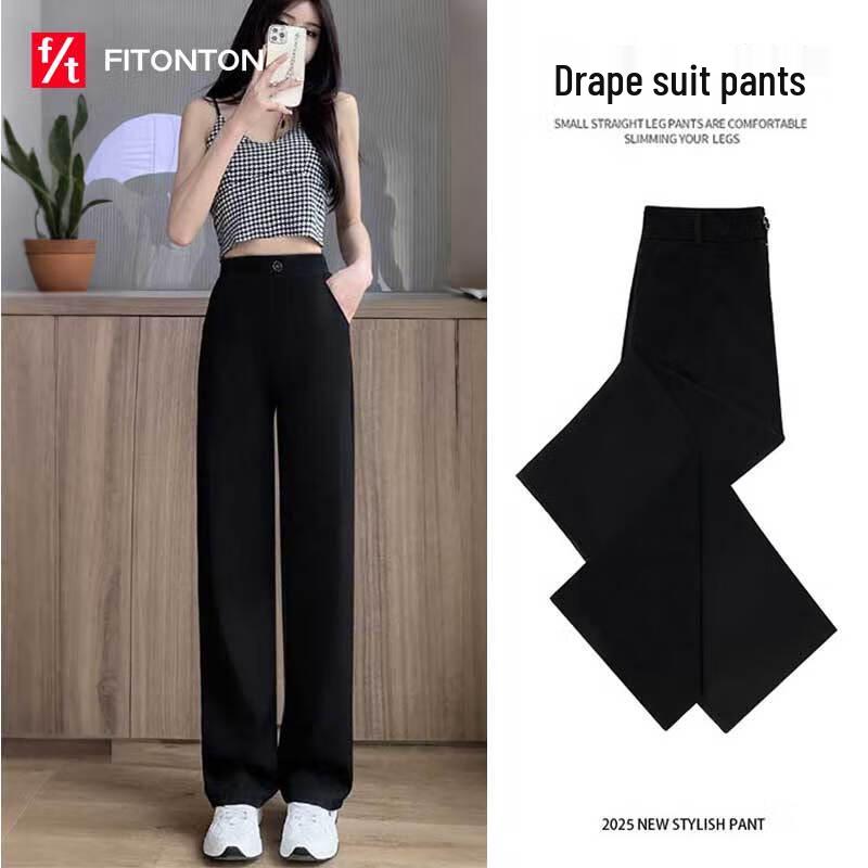 FitonTon Women's High-Waist Straight Leg Suit Pants