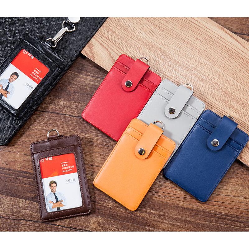 Echte leren ID-kaarthouders Zakelijke mode Werkkaarthouder met nylon koord ID-borstkaarten Naamplaatje