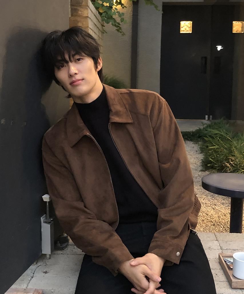 They Crop Suede Collar Jacket_Brown