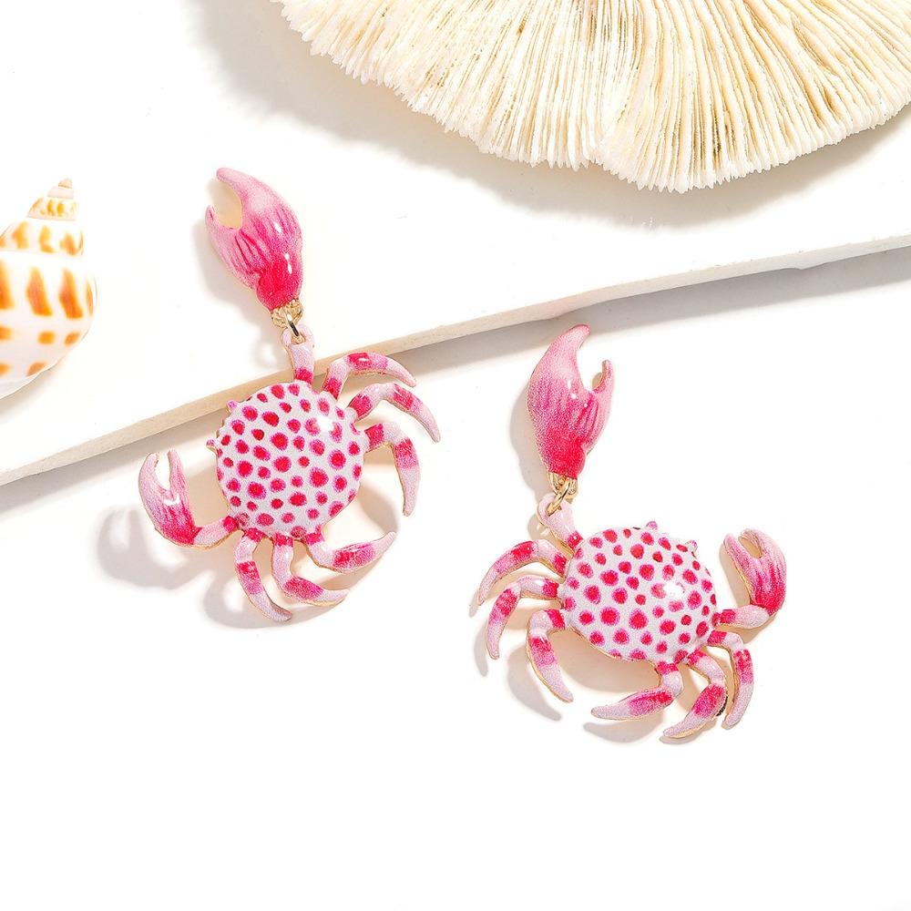 Vintage Pink Crab Ear Stud Creative Crab Claw Stud Earrings Trendy Crab Earrings  Girls