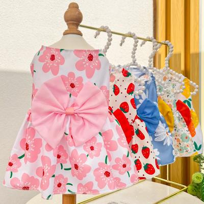 Hunde Prinzessinnenkleid Sommer Kätzchen Haustier Rock Niedlich Bedruckt Schleife Spitze Hunde Kleider für Kleine Mittelgroße Welpen Pudel Chihuahua Bekleidung