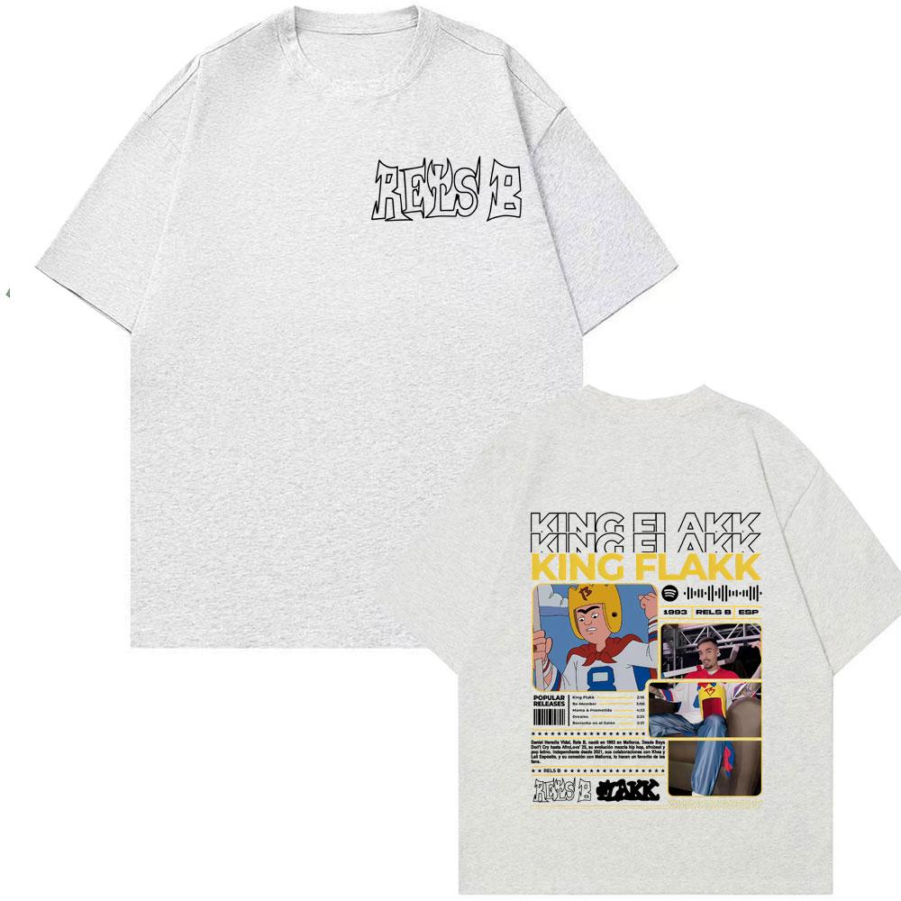Rapper RELS B King Flakk Smile Album Cover T-shirt Men Women High Quality  Hip Hop Gothic T Shirts Oversized Pure Cotton T Shirt