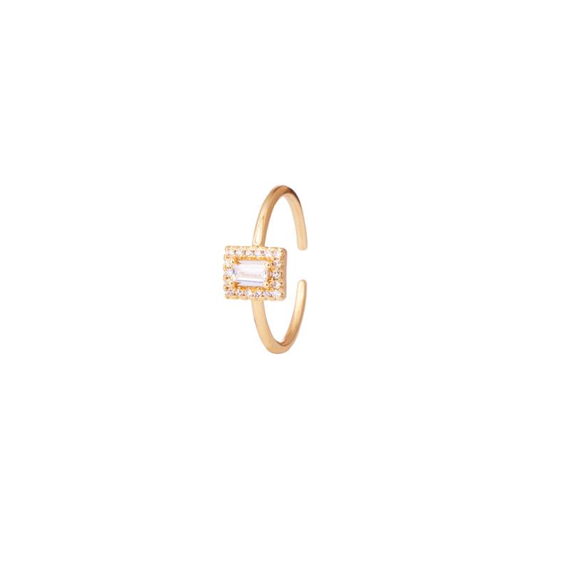 Dongdaemun Simple Open Square Zircon Women S Ring Elegant Micro-Set Pearl Index Finger Ring Adjustable opening