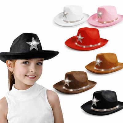 Wide Brim Western Hat Rhinestone Cowgirl Hat Fashion Cowboy Hat  For Dress-Up Party Festival