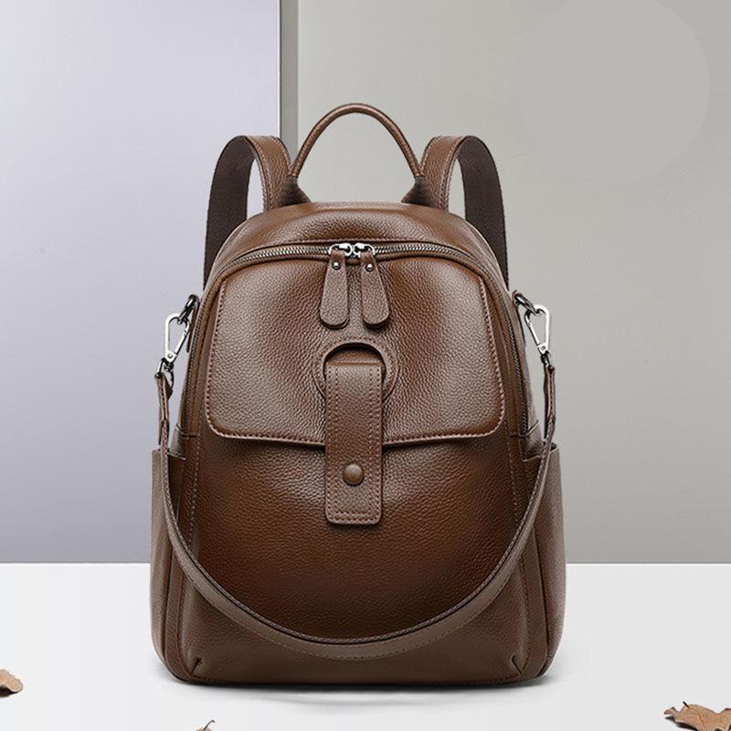 Women s Genuine Leather Backpack - Convertible Casual Shoulder Bag коричневый