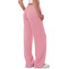Women Pants Elastic High Waist Wide Leg Casual Trousers with Adjustable Drawstring Pockets Pure Color Loose Fit Long Pants