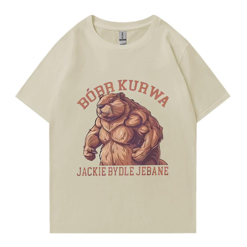 

Bobr Kurwa Bober Beaver Apparel T-Shirt Men Women Funny Poland Polish Animal Meme Leisure Cotton Short Sleeve Summer Clothes 4XL