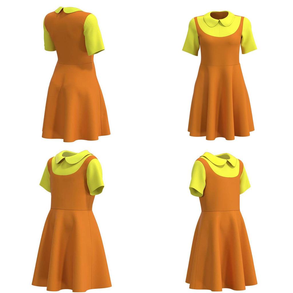 Squid Game Wooden Doll Cosplay Dress Comfortable And Breathable Red Green Light