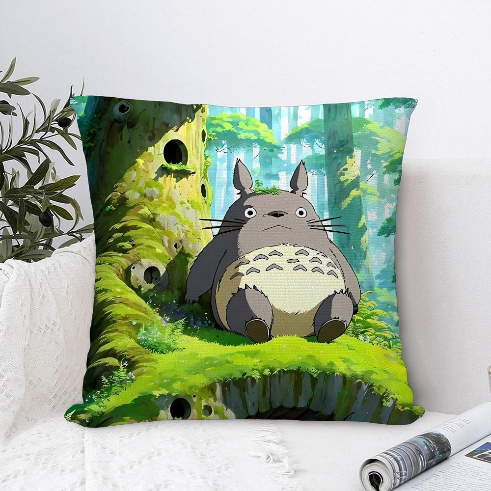 Kawaii Cute T-Totoroes Pillow Case Sofa Decorative Home Double-sided Print Plush Square Throw Pillow Covers Cushion Decor Cover