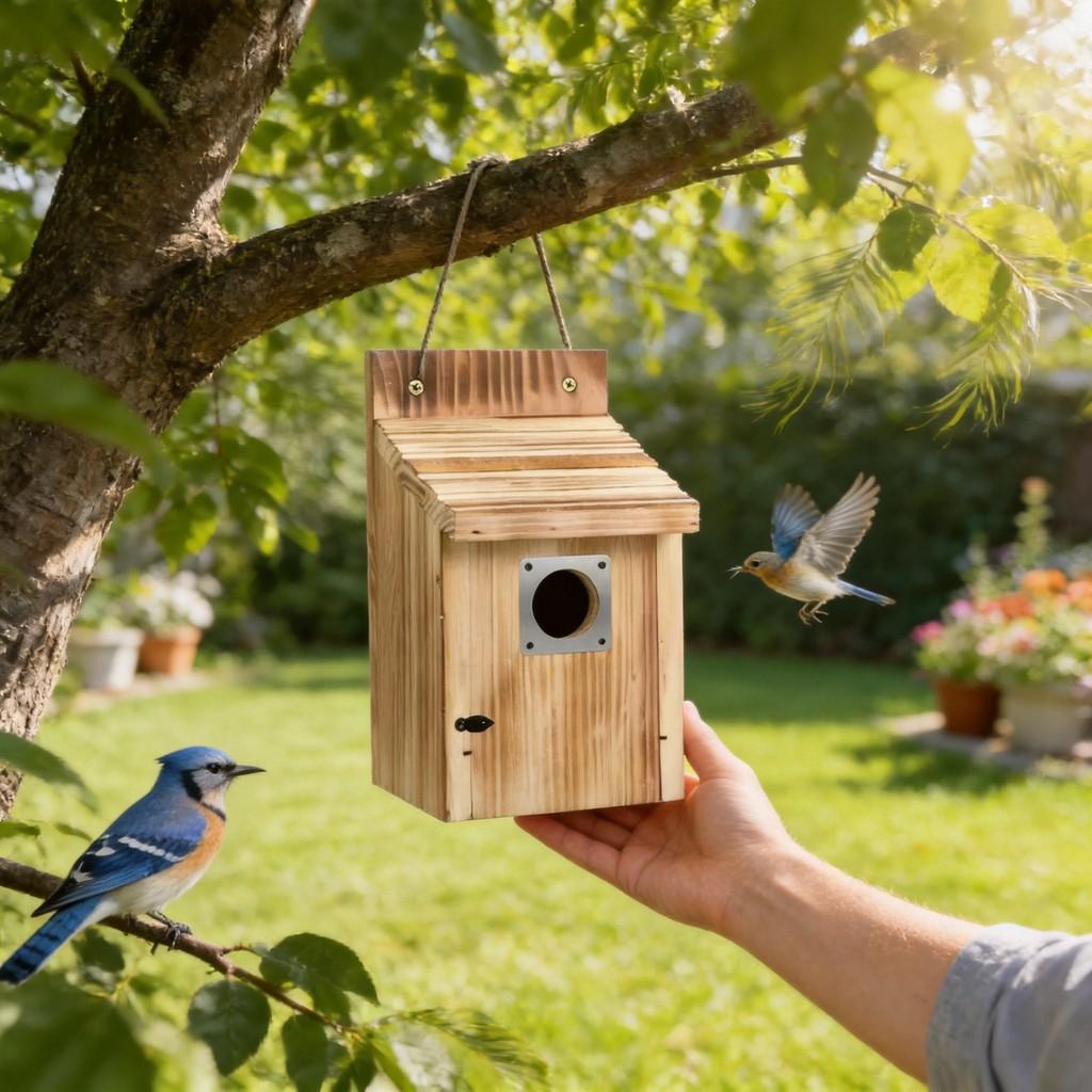 Wooden Birdhouse Outdoor Hanging Bird Cage With Perch For Garden Birds