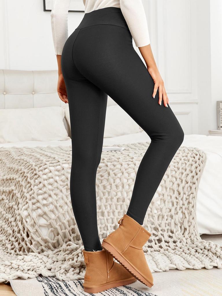 Women's Autumn/Winter High Waist Fleece-Lined Wool Leggings – Velvet, Thick, Warm, Slim Fit.