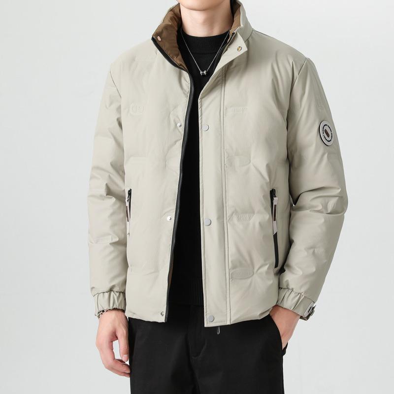 

% Мужская зимняя пуховая куртка из белого утиного пуха, новая, теплая и водонепроницаемая, для улицы, свободная, с воротником-стойкой, кожаная куртка, мужская одежда L