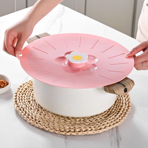 Floral silicone lids for food storage and cooking, silicone lids for bowls and food covers, silicone fresh lids for airtight seals on rim surfaces, si