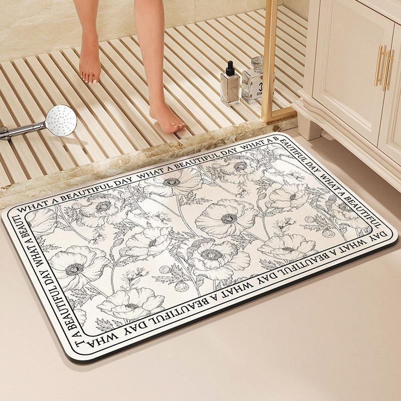 Luxury Bathroom Rug Bath Mat Anti Slip Shower Foot Mats Super Absorbent Quick Dry Floor Mat Toilet Carpet Doormat Washable