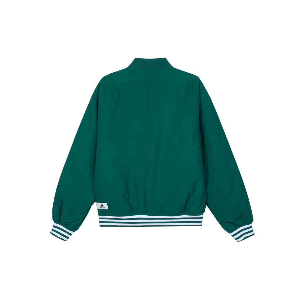 Adidas Casual Baseball Collar Striped Cotton Jacket Men Tops Forest-Green White IZ1601