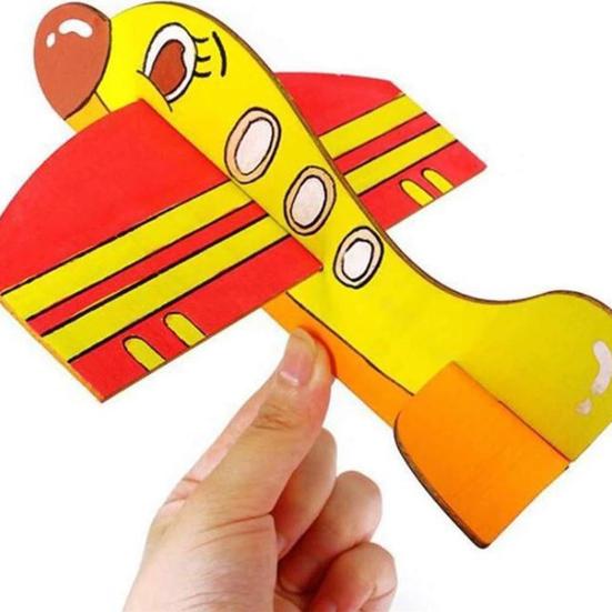 5Pcs Unfinished Wooden Aircraft Model DIY Graffiti Painting Puzzle Airplane Kids Educational Toy Toddlers Boys Girls Flying Plane Crafts Decoration