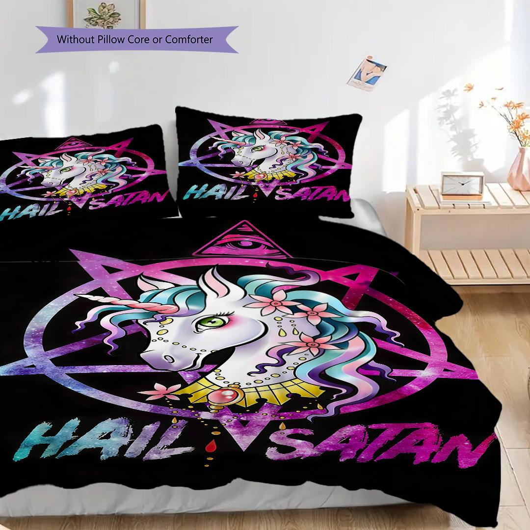 

Unicorn bedding, duvet cover, pillowcase, home decoration, birthday gift (1 * duvet cover+2 * pillowcase, coreless) 135x200cm