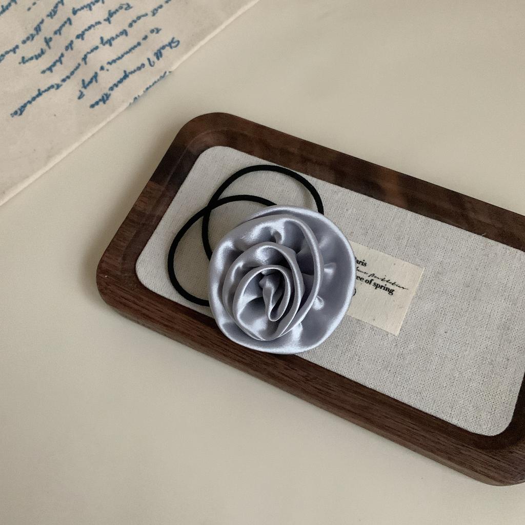 Sweet Simple New Grey Solid Color Satin Elastic Fabric Band Hair Cord Head Cord High-Grade Hair Accessories