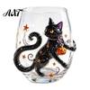 Halloween Party Glassware Ghost Whiskey Glass, Black Cat Spider Net Skull Tumbler for Decorative Kitchen Cocktail, 350ml Spooky Drinkware Home