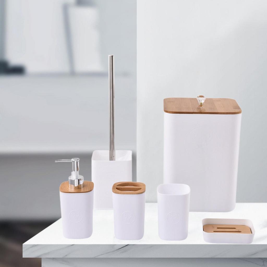 6-teilige Badezimmer-Accessoire-Kollektion mit Toilettenbürste, Seifenspender, Becher für Hotels