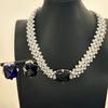 French Vintage Necklace Stud Earrings Set With Diamonds Elegant Clavicle Chain Handwoven Jewelry Women