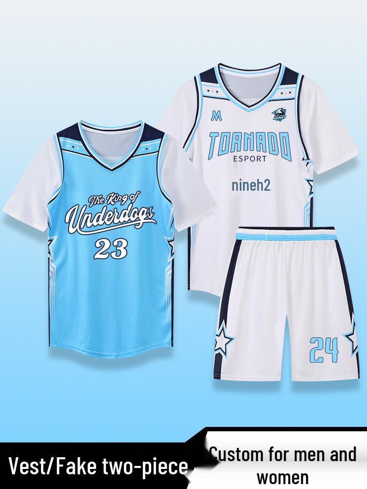 

Kids Short-Sleeve Basketball Uniform Set - Boys & Girls Game Jersey 3XL