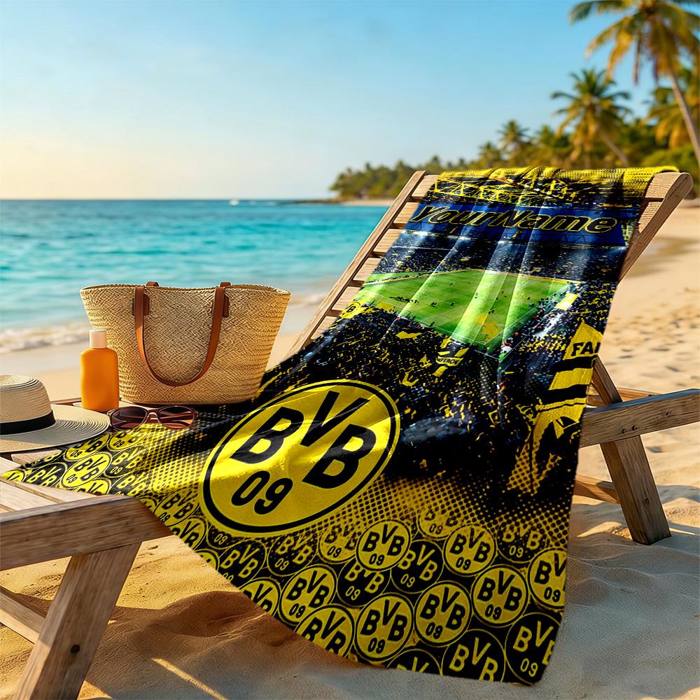 Borussia Dortmund Customized Name Beach Towel Super Soft Microfiber Quickdry Fabric Portable for SwimmingBeachCamping Travel Beach AccessoriesGym