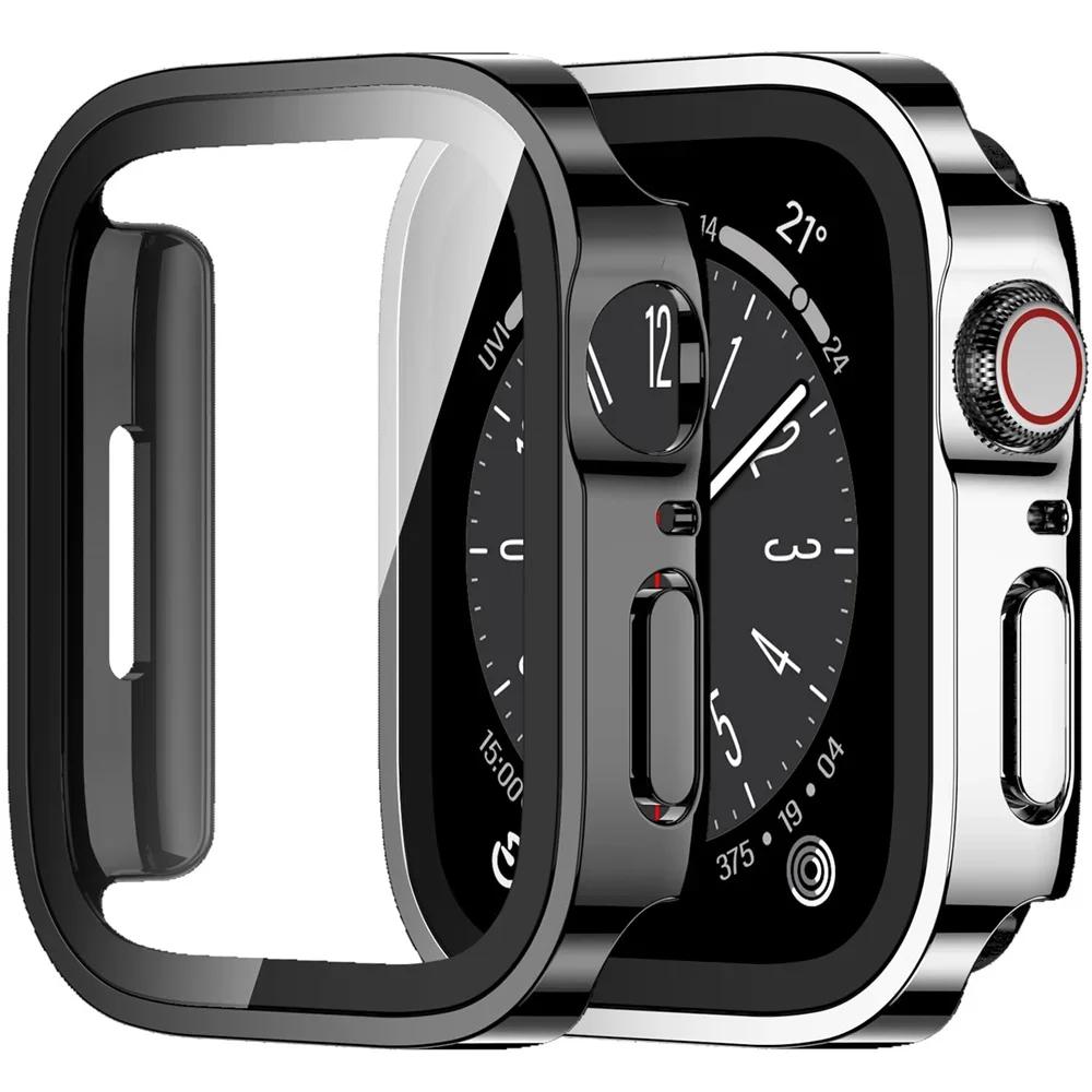 2PCS Waterproof Case for Watch 7 8 9 45mm 41mm-44-40mm Bumper Screen Protector 2 PACK Edge Cover iWatch 5 SE 6 Accessories