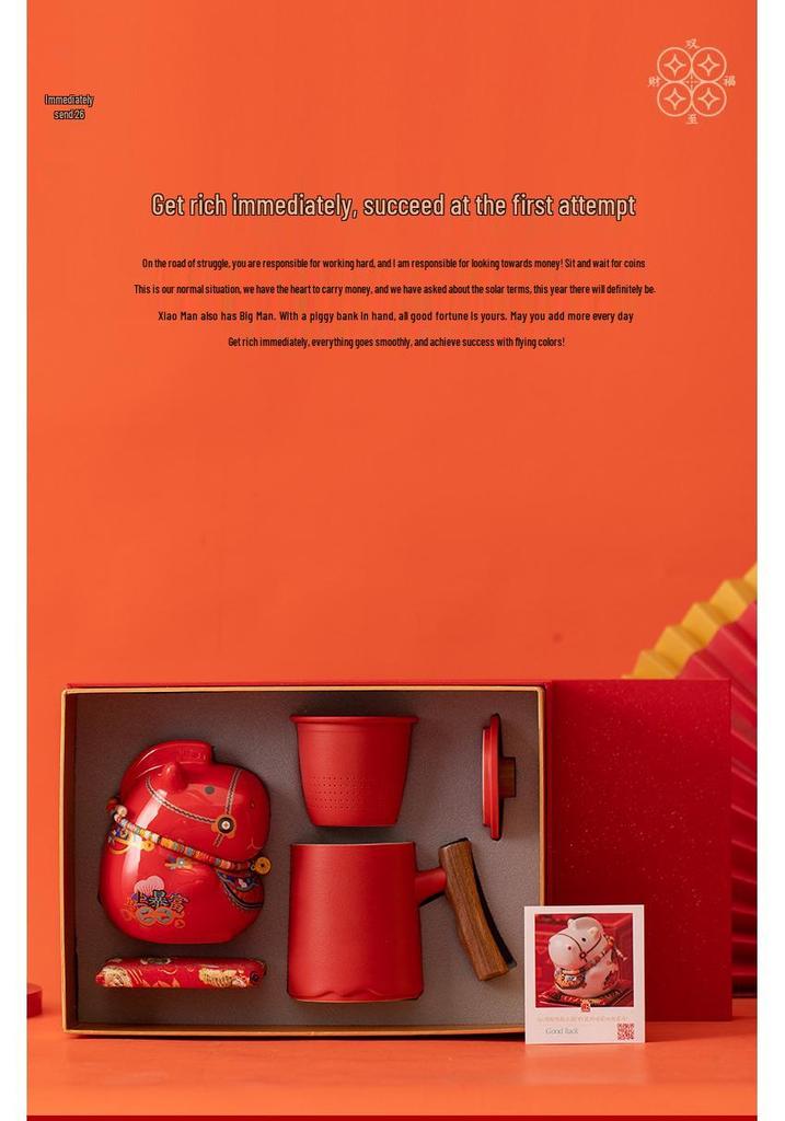 Year of the Horse Zodiac Figurine Mug Set - Cultural Gift Box for Clients & Employees