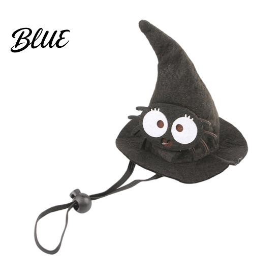 Pet Holiday Outfit Accessory Halloween Cat Witch Hat Fun Hat with Adjustable Elastic Strap Cartoon Ghost Pumpkin Bat Skull for Cats Small