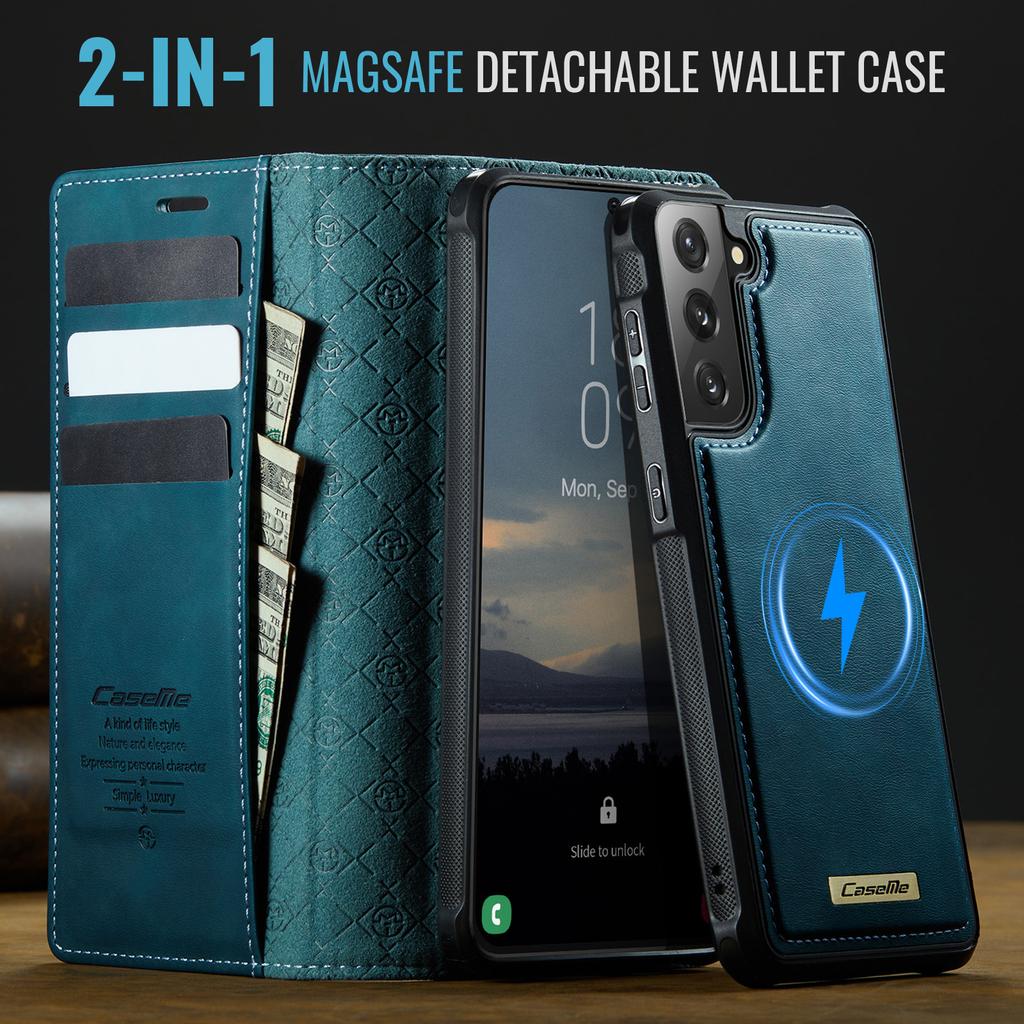 For Samsung Galaxy S21 FE 5G Case CASEME C49 Compatible with MagSafe RFID Blocking Detachable Wallet Leather Phone Cover