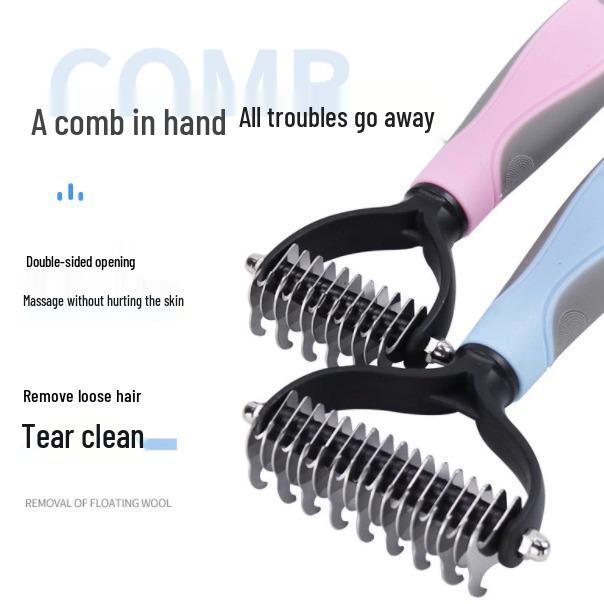Pet Detangling & Thinning Comb for Cats & Dogs - Removes Loose Hair & Grooming Tool