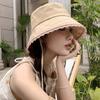 Lace Flower Brim Bucket Hat for Women Summer Wide Brim Sunshade Solid Color Lace-Up Basin Cap Girls Casua Outdoor Hat