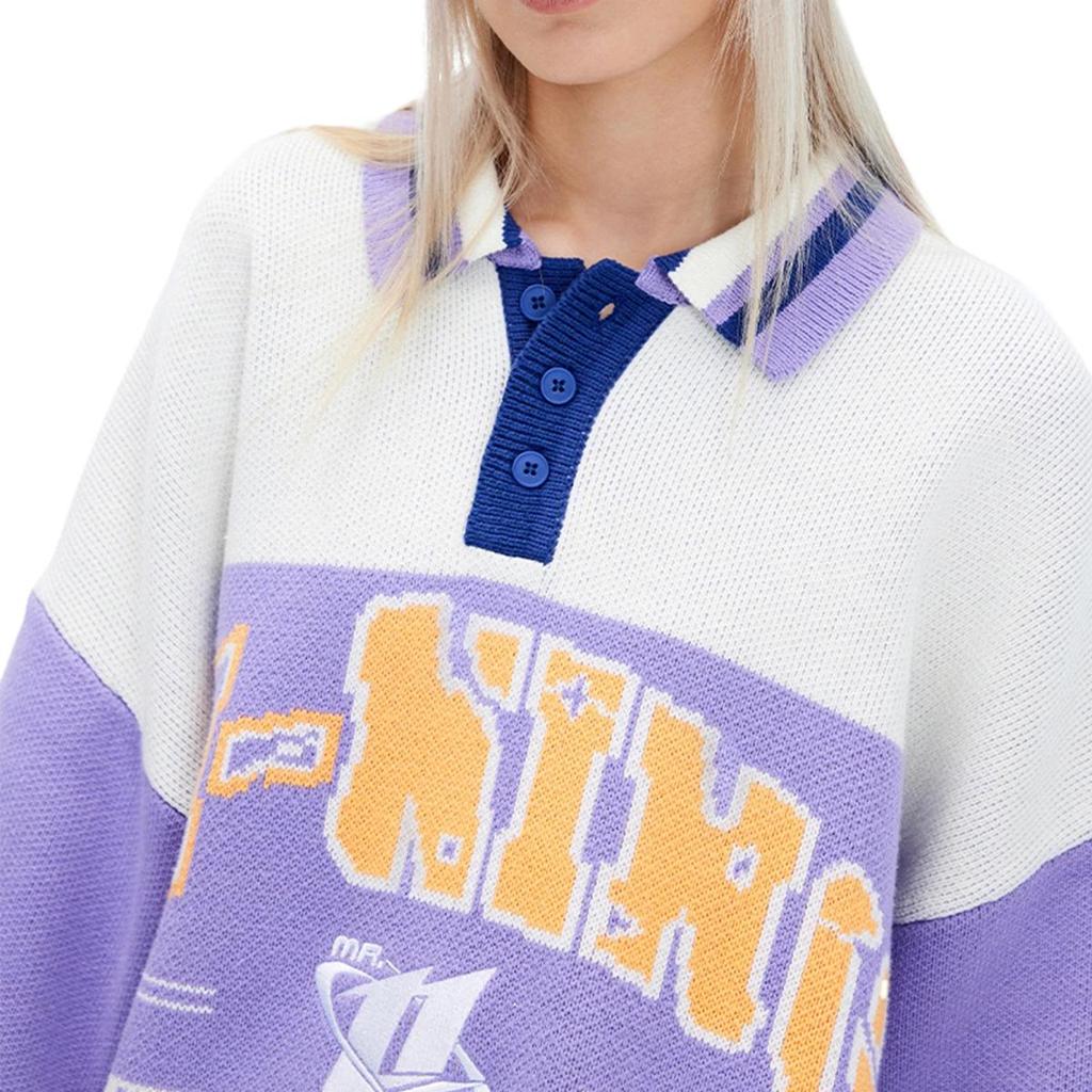 Li Ning Knitwear Unisex Ecru Bellflower Purple Shadow Purple Blue AMBU063-2