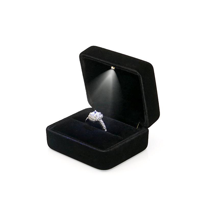 LED Light Jewelry Gift Box for Engagement Rings, Bracelets, Bangles, and Necklaces