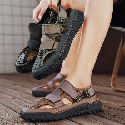 Hand nähen männer Strand Wohnungen Neue Mode Männlichen Sandalen Sommer Outdoor Freizeit Aushöhlen Schuhe Atmungsaktive Soft Mesh Schuhe